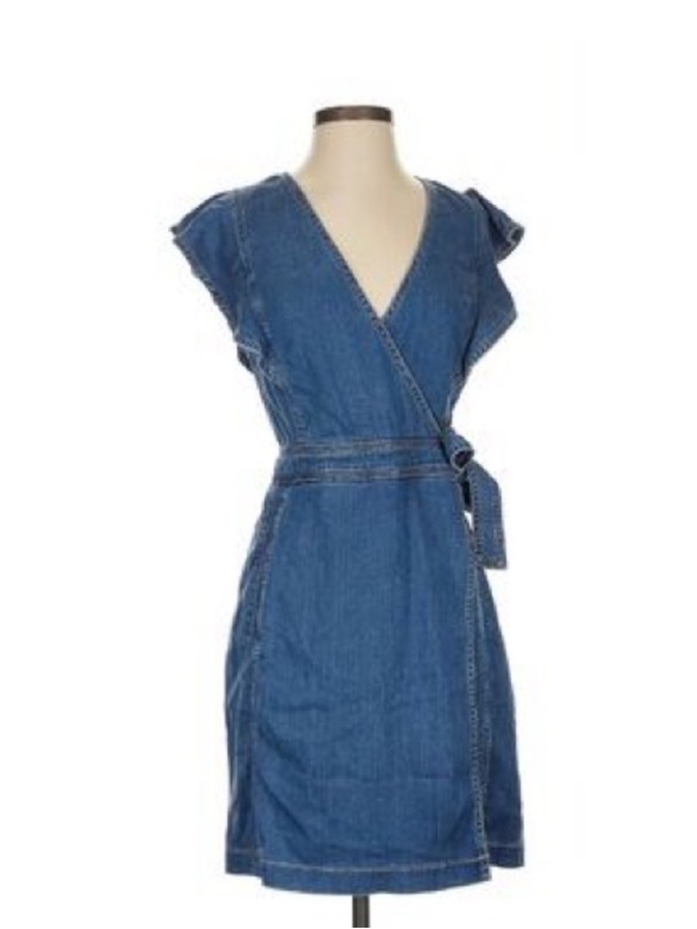 WHBM || 80's Elegant Style Faux Wrap Denim Dress, 6P - Picture 3 of 3